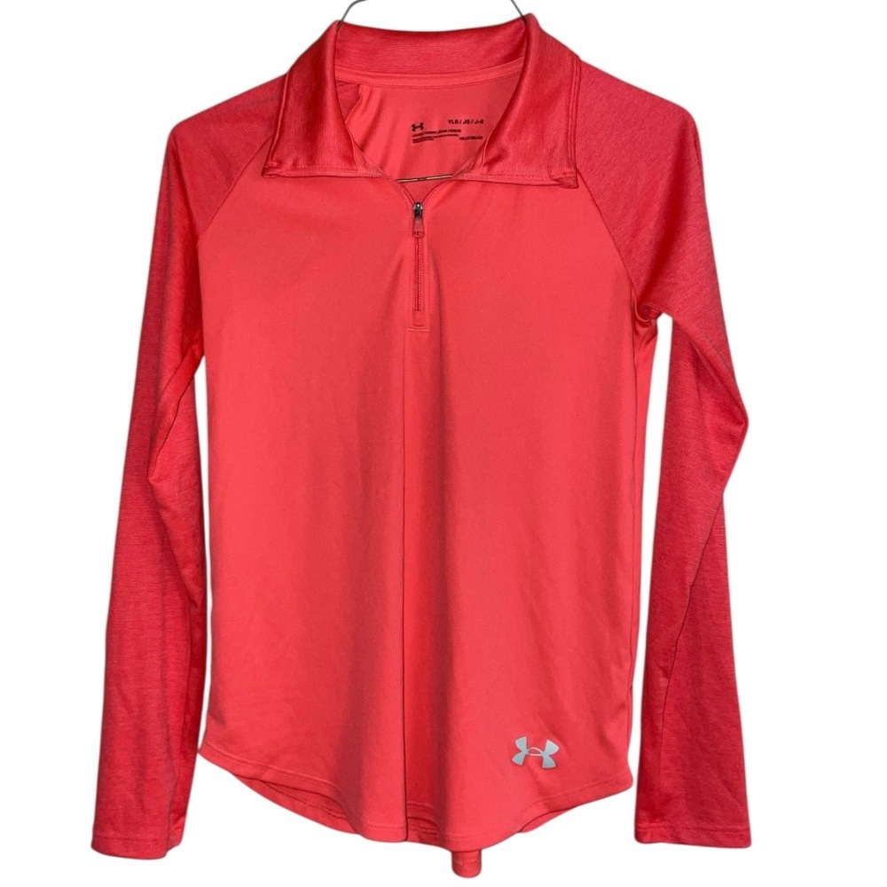Under Armour Girls Coral Pink Half-Zip Performance Top